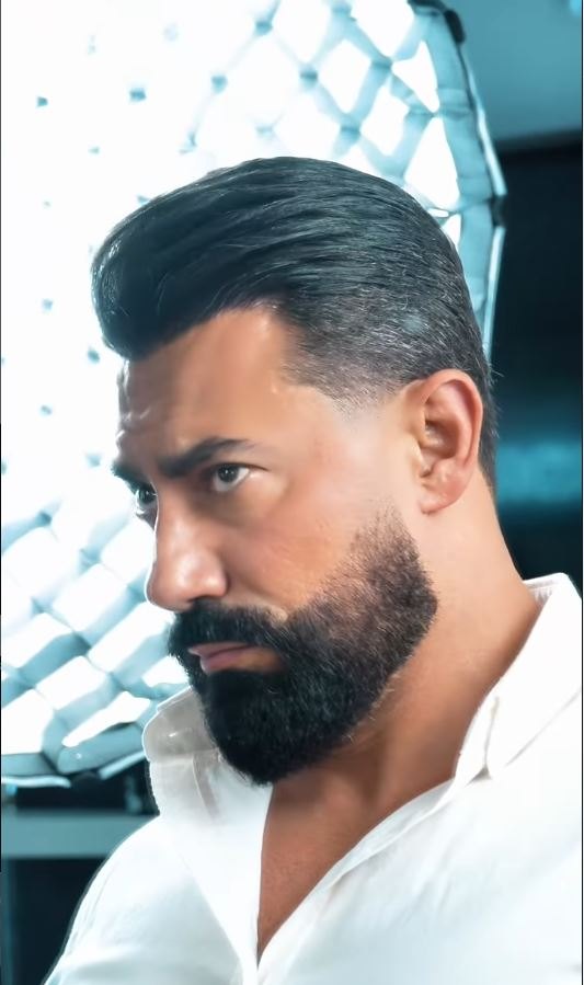 Client with a finished cut and shaped beard